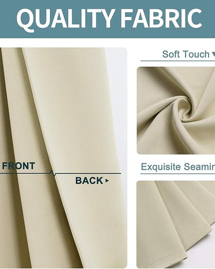 ChrisDowa Room Darkening Curtains 102 Inches Long 2 Panels Set for Living Room, Grommet Thermal Insulated Blackout Curtains for Bedroom (Beige, 52 x 102 Inch)