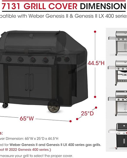 Unicook 65 Inch Grill Cover for Weber Genesis II 400 Series, 4 Burner BBQ Cover for Outdoor Grill, Heavy Duty Waterproof Fade Resistant, Compared to Weber 7131