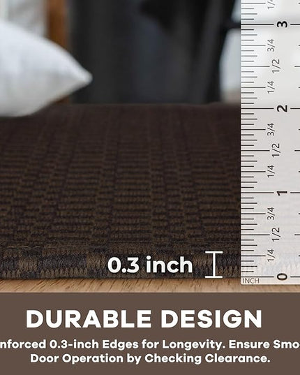KOZYFLY Washable Entryway Rug 3x5 Ft Area Rugs Cotton Rubber Backed Throw Rugs Indoor Door Mat Kitchen Rugs Braided Floor Carpet for Front Entrance Bathroom Kitchen Living Room, Dark Coffee/Brown