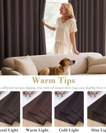 H.VERSAILTEX Three Pass Microfiber Blackout Thermal Insulated Grommet Panels Window Curtains/Drapes (Set of 2, Chocolate Brown, 52 x 96 Inch)