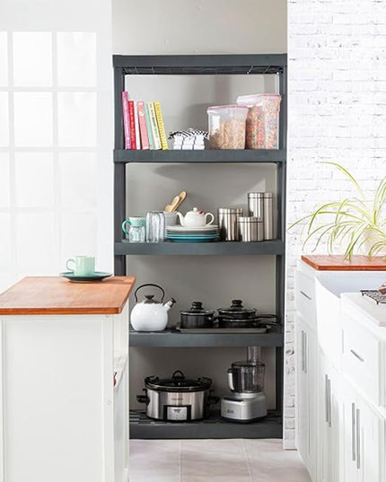 Sterilite Heavy-Duty Shelving Storage Rack for Home and Garage, Gray - Multipurpose Plastic Organizer Shelves for Smart Organization, 1-Pack, 5 Shelf