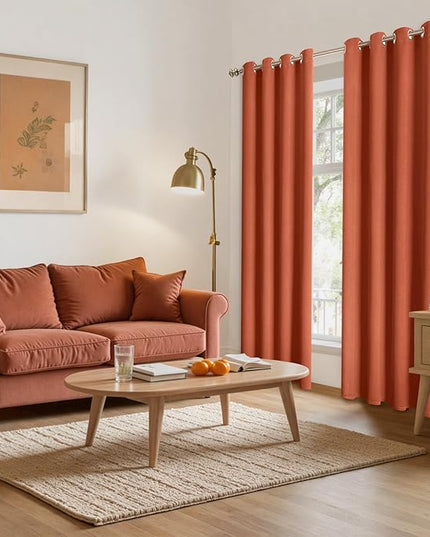 YoungsTex Terracotta Blackout Curtains 84 Inches Length for Living Room - Burnt Orange Thermal Insulated Drapes with Grommet Room Darkening Privacy for Living Room, 2 Panels, 52 x 84 Inch