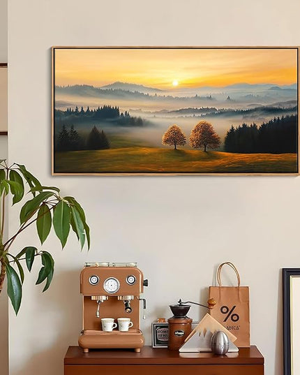 HGUAOA Nature Wall Art - Mountain & Landscape Artwork for Walls - Scenery Canvas Wall Art - Forest Painting for Living Room - Rustic Farmhouse Decor - Wall Pictures for Bedroom 20×40IN