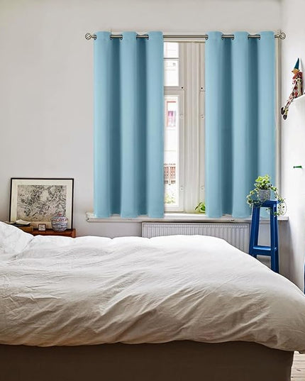 BGment Room Darkening Curtains 45 Inches Long - Grommet Thermal Insulated Drapes Window Treatment Curtains for Bedroom, 2 Panels, 38 x 45 Inch, Greyish Blue