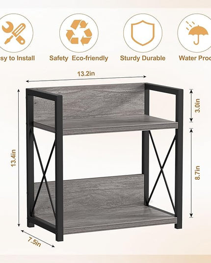 Giikin Countertop Shelf Organizer, 2 Tier Coffee Organizer for Desktop, Grey Counter Shelf Spice Rack for Kitchen (Grey, M)