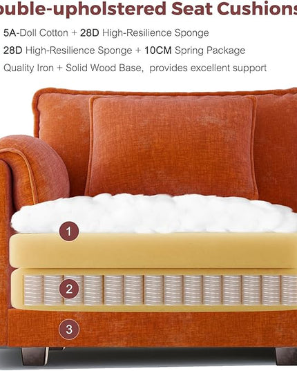 ELUCHANG 153" U Shaped Modular Sectional Cloud Couch with Pillow, Deep Seat Sofa Couches for Living Room, 6-Seat Modern Sofa with Movable Ottoman, Chenille Terracotta
