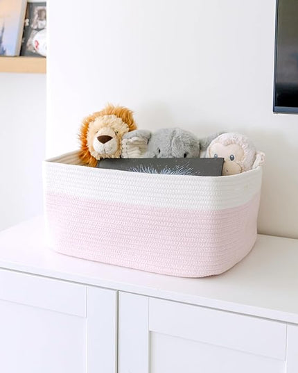 NaturalCozy Storage Baskets 16.8”x13”x7.6” Cotton Rope Woven Baskets for Organizing 3-Pack | Toy Storage Bins | Basket for Shelves, Laundry, Blanket, Clothes, Closet, Kitchen, Bathroom, Gifts