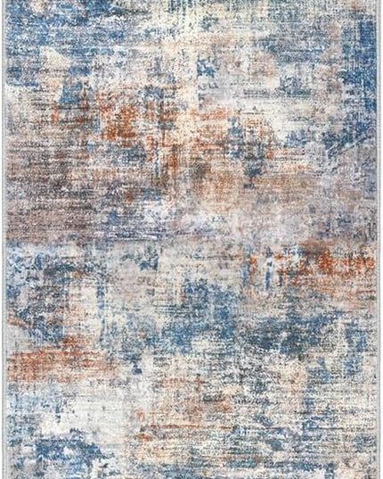 IOHOUZE Abstract Runner Rug 2x7 Ft Washable Runners for Hallways, Non Slip Kitchen Runner Printed Faux Wool Entryway Runners Indoor, Modern Abstract Floor Carpet for Hall Kitchen Bedroom, Blue Rust