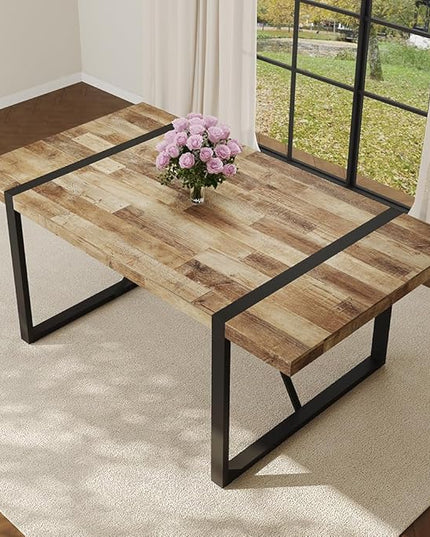 71" Rectangular Dining Table for 6-8, Wood Kitchen Table with Metal Legs, Modern Dinner Table for Home, Kitchen Living or Dining Room