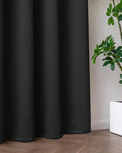 Blackout Curtains 108 Inch Length 2 Panels Set, Black Out Curtains for Bedroom 108 Inch Long, Grommet Energy Saving Room Darkening Drapes for Living Room Window Dark Grey(W52 x L108)