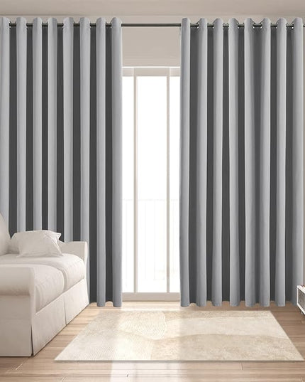 Blackout Curtains for Bedroom Thermal Insulated Solid Grommet Window Drapes Extra Wide for Sliding Door, Set of 2 Curtain Panels 108 W x 84 L Inches Light Gray