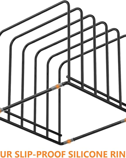 Kitchen Cabinet Organizer, Steel Cookware Holder, Divided Holder with 5 Slots for Skillets Baking Tray and Chopping Board Rack - Baking Pan Holder Storage (2 PCS)