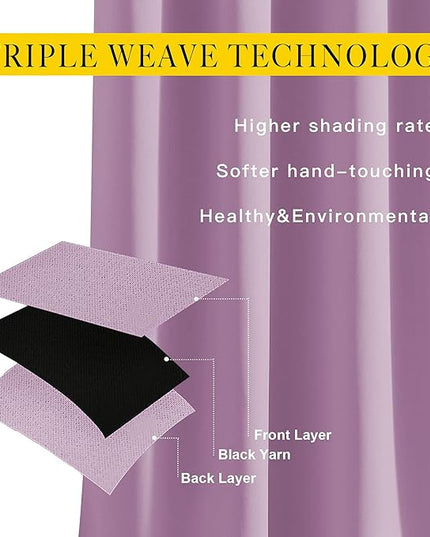 NICETOWN Room Darkening Patio Sliding Door Curtains 84 inch Length, Grommet Divider Thermal Insulated Curtain Drapes for French Door/Living Room (Lilac, W100 x L84, 1 Panel)