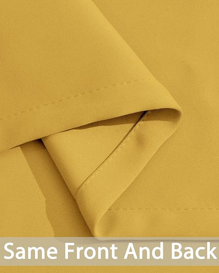 Yakamok Blackout Curtains Room Darkening Thermal Insulated Window Panels,Solid Grommet Top Drapes for Bedroom/Living Room(42Wx63L, Mustard Yellow, 2 Panels)