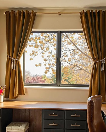 Lazzzy Velvet Blackout Curtains Thermal Insulated Room Window Drapes Super Soft Luxury Curtains for Living Room Bedroom Rod Pocket 2 Panels, Gold Brown, 52" W x 72" L