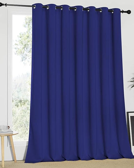 NICETOWN Blackout Wide Sliding Door Curtains - Insulated Noise Reduction Drapes, Privacy Vertical Blind for Living Room & Bedroom (Dark Blue, W100 x L95 inches)