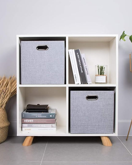 Thicker Fabric Storage Cubes 13 inch Collapsible Storage Bins for Organization, Cubby Storage Boxes for Organizing Shelf Cabinet Bookcase, 2pcs, Sliver Grey
