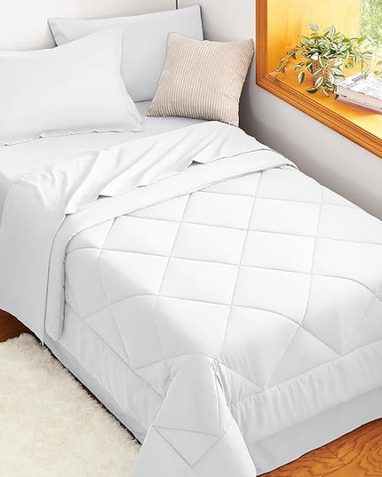 CozyLux Twin Comforter Set with Sheets White - 5 Pieces Bed in a Bag Twin, All Season Bed Set for Girls and Boys, Bedding Set with Down Alternative Comforter, Sheets, Pillowcase & Sham
