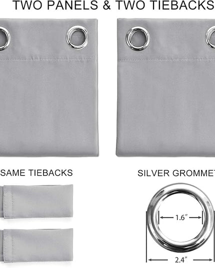 Blackout Curtains for High Ceiling, Extra Long Thermal Insulated Solid Grommet Window Curtains Drapes for 2 Story High Living Room Loft, Set of 2 Curtain Panels 52 W x 166 L Inches Light Gray