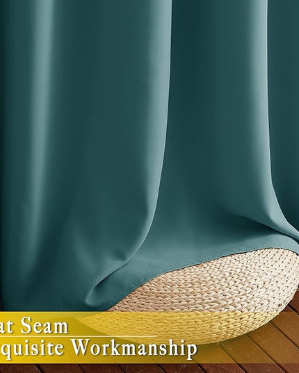 NICETOWN Blackout Room Darkening Window Curtain - Thermal Insulated Solid Grommet Blackout Curtain/Drape for Living Room (Sea Teal, Single Panel, 80 by 84-inch)