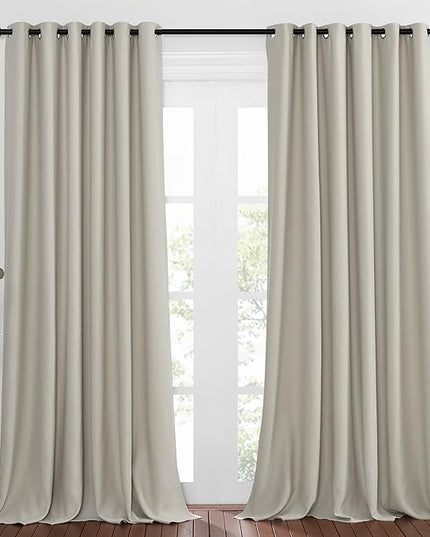 NICETOWN Room Darkening Grommet Curtain Panels - Living Room Curtains Thermal Insulated Window Treatments Privacy Draperies for Patio (W80 x L108, Natural, 1 Pair)