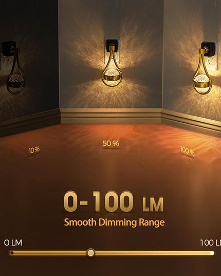 Briignite LED Night Lights Plug into Wall, 330° Rotating Night Light with Dusk to Dawn Sensor, 0-100LM Dimmable Nightlight Adjustable Brightness, 3000K Warm White for Hallway, Bedroom, Stairway, 2pack
