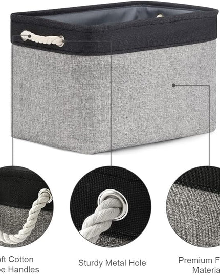 TheWarmHome Storage Basket for Organizing - 16x12x12 inch Cube Storage bin 3 Pack Fabric Storage Cubes, Collapsible Storage Box for Organizer Cloth Gift Toy Closet (Black & Grey)