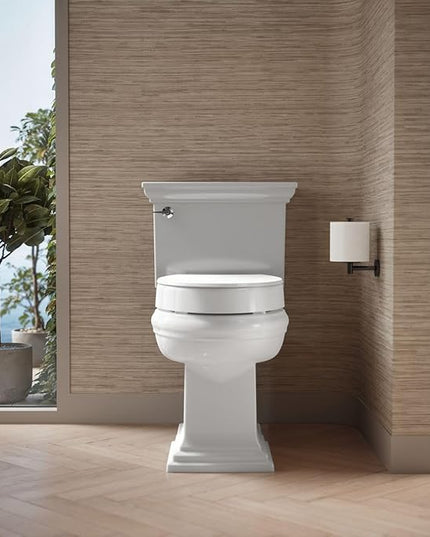 KOHLER 25875-0 Hyten 3" Height, Elevated Soft Close Elongated Toilet Seat, Contoured Seat with Grip-Tight Bumpers, Quick-Attach Hardware, No Slam Toilet Seat, White