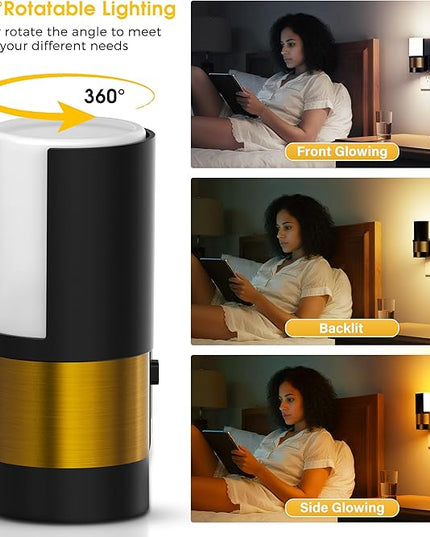 L LOHAS LED Night Lights Plug into Wall, 2 Pack, Plug in Night Light, Soft White/Cool White/Amber, Dimmable Backlit Nightlight with Light Sensor, 180° Rotatable Nightlights Plug in Wall for Hallway