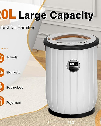 Towel Warmers for Bathroom, 20L Large Bucket with LED Display, 3 Heating Modes & Adjustable Timer, Auto Shut-Off Safety, Fits 2 Oversized 40"x70" Towels, Bathrobes & Blankets – Spa-Grade Towel Heater