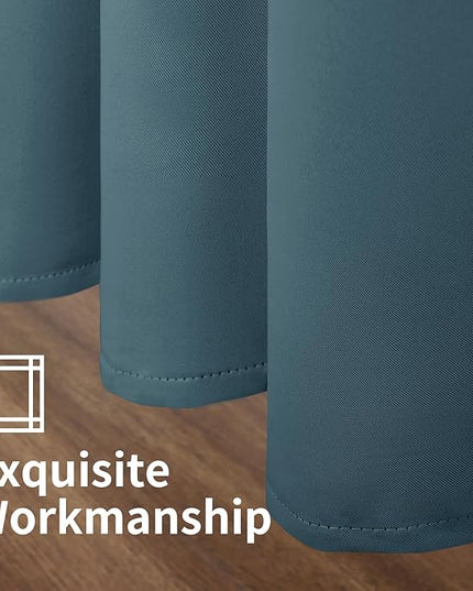YoungsTex Short Blackout Curtains for Bedroom Thermal Insulated with Grommet Top Room Darkening Window Curtains for Living Room, 2 Panels, Stone Blue, 42 x 45 Inch
