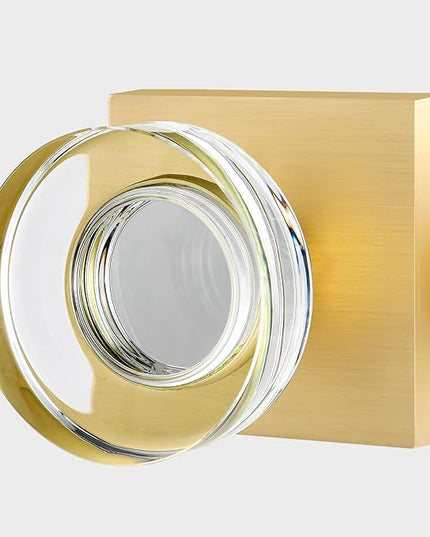 Passage Crystal Door Knobs Interior Glass Door Knob for Closet and Hallway, Brushed Gold Square Door Knobs, Modern Satin Brass Door Handles