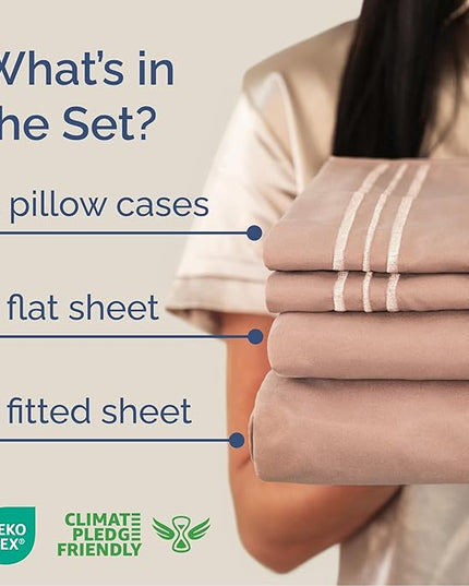 Queen Size 4 Piece Sheet Set - Comfy Breathable & Cooling Bed Sheets Set - Hotel Luxury Bedding for Women, Men, Kids, Teens, Boys & Girls - Deep Pockets, Ultra-Soft, Wrinkle Free - Oeko-Tex - Mauve