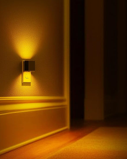 L LOHAS LED Night Light,Night Lights Plug into Wall,[2-Pack] Dimmable Night Light with Light Sensor,1800K Amber Light,Modern Nightlight for Bathroom Hallway Kitchen