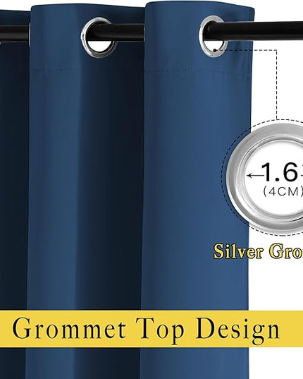 NICETOWN Moroccan Blue Blackout Curtains 84 inch Length 2 Panels, Grommet Thermal Insulated Window Treatments Light & Sound Reducing Drapes for Living Room/Bedroom, W46 x L84