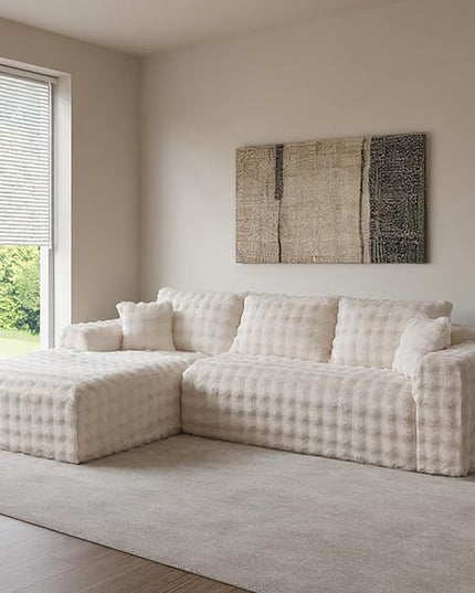 TYBOATLE 107’’ Boneless Slow-Rebound Memory Foam Couch, Cloud Sectional Couches for Living Room w/Upgraded Fabric, Deep Seat Comfy Fluffy L Shaped Modular Sectional Sofa