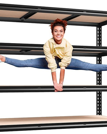 REIBII 48" W Garage Shelving Heavy Duty, 2000LBS Storage Shelves, 4 Tier Adjustable Metal Shelves for Garage Shelving Sturdy Industrial Shelf, Easy Assemble, 48" W x 60" H x 18" D