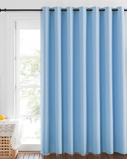 NICETOWN Blue Room Divider Curtains 100 inches Wide Curtains, Grommet Thermal Insulated Blackout Window Treatment Room Darkening for Sliding Glass Door Bedroom, 1 Panel, W100 x L84