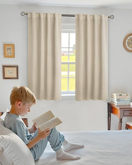 BGment Champagne 54 Inch Curtains for Bedroom - Rod Pocket and Back Tab Blackout Curtains Thermal Insulated Room Darkening Curtains for Living Room, 2 Window Panels (38 x 54 Inch, Champagne)