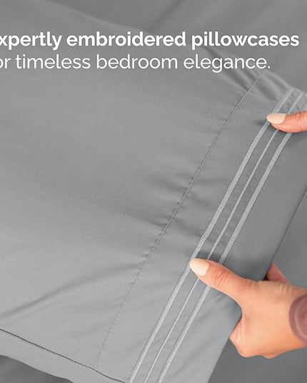 Twin Size 3 Piece Sheet Set - Comfy Breathable & Cooling Bed Sheets Set - Hotel Luxury Bedding for Women, Men, Kids, Teens, Boys & Girls - Deep Pockets, Soft and Wrinkle Free - Oeko-Tex - Steel Blue