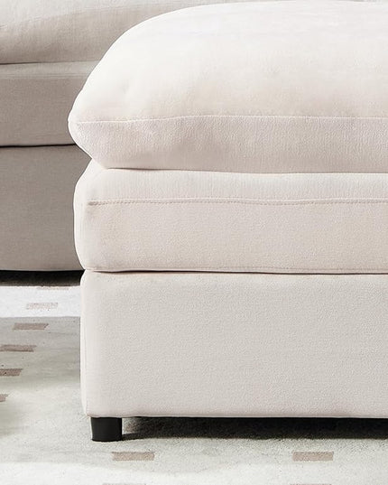 Tbfit Single Sofa Ottoman, Modern Comfy Cloud Sofa, Spring Seat Cushions, Chenille, Beige