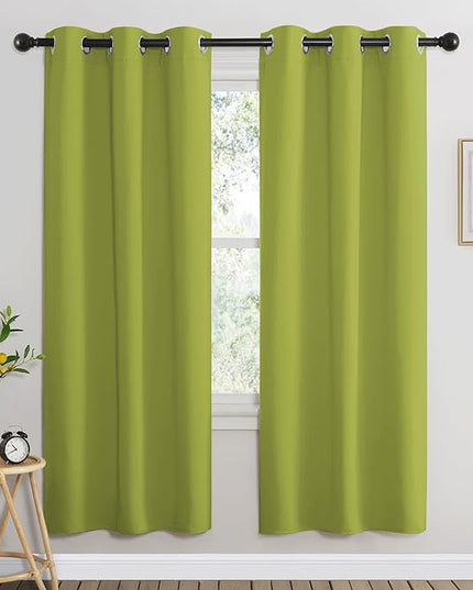 NICETOWN Fresh Green Blackout Curtains for Living Room, Window Treatment Thermal Insulated Room Darkening Grommet Drapes Sound Dampening for Bedroom, 2 Panels, W37 x L72