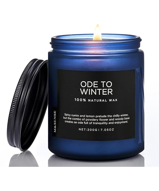 M&SENSE Ode to Winter Scented Candle for Home Natural Soy Wax Non Toxic Cotton Wick Winter Scent, 7.05oz Up to 50 Hours Burn Time Gifts for Christmas Holiday