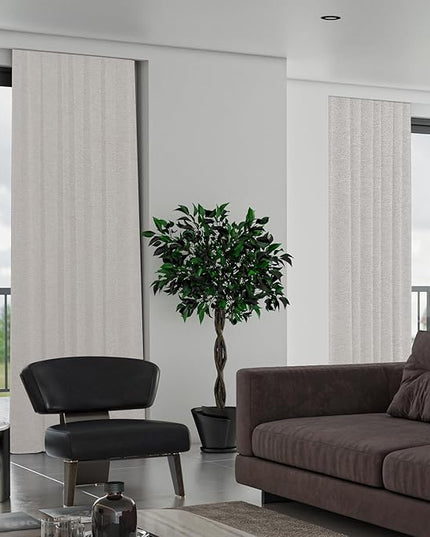 SmartWings Automatic Curtain Opener with Drapery, Motorized Vertical Blinds with Remote, Electric Closet Doors Sliding Panels Compatible with Alexa Google Homekit, 90% Blackout Cream