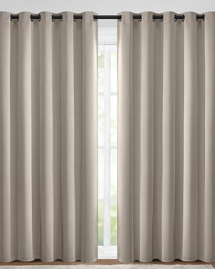 Yakamok Blackout Curtains Room Darkening Thermal Insulated Window Panels,Solid Grommet Top Drapes for Bedroom/Living Room(70Wx84L, Natural, 2 Panels)