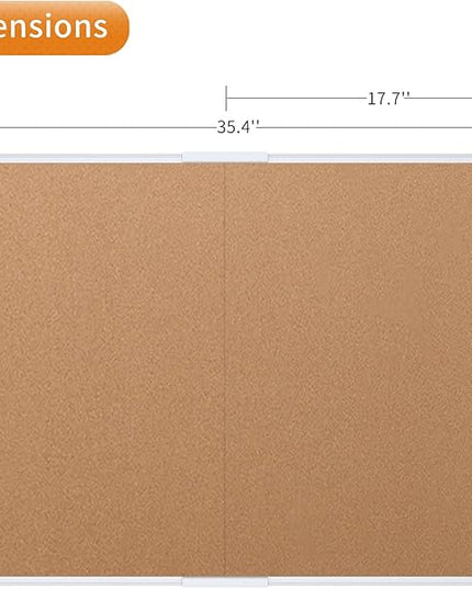 VIZ-PRO Cork Bulletin Board/Foldable Noticeboard, 36 X 24 Inches, Silver Aluminium Frame
