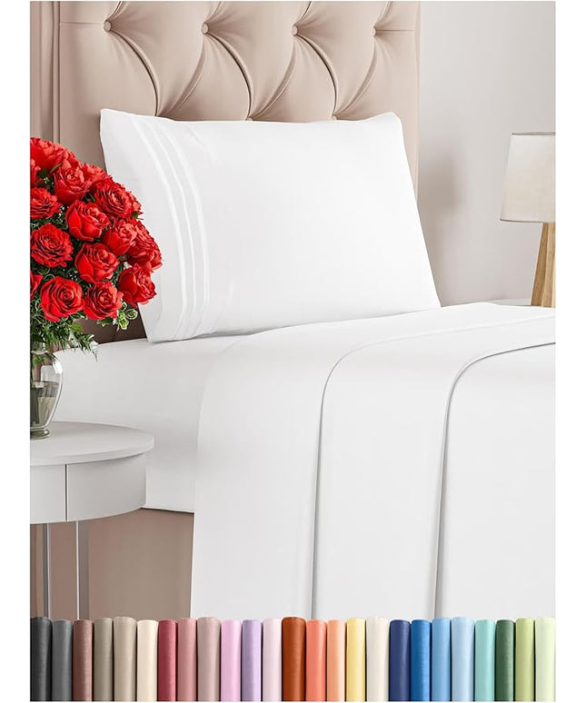 Twin XL Size 3 Piece Sheet Set - Comfy Breathable & Cooling Bed Sheets Set - Hotel Luxury Bedding for Women, Men, Kids, Teens, Boys & Girls - Deep Pockets, Ultra-Soft, Wrinkle Free - Oeko-Tex - White