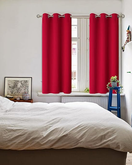 BGment Room Darkening Curtains 54 Inches Long - Grommet Thermal Insulated Drapes Window Treatment Curtains for Bedroom, 2 Panels, 38 x 54 Inch, Red