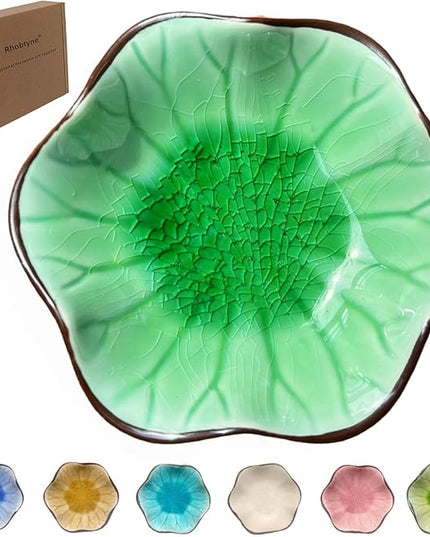 Coffee Spoon Rest for Coffee Bar Accessories, Small Spoon Rest for Coffee Station, Flower Ceramic Tea Spoon Holder for Teaspoon Rest for Tea Spoon, 1 PC (Cracks Deco, Emerald)