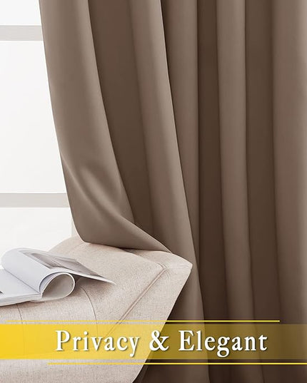 NICETOWN Blackout Curtain for Sliding Door, Grommet Top Thermal Insulated Bedroom Window Curtain Sound Dampening Drape for Patio Door/French Door (Cappuccino, 1 Panel, 80" W x 90" L)